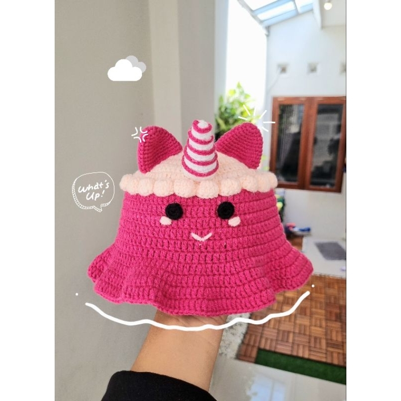 Jual RAU Crochet Bucket Hat | Topi Rajut Karakter Handmade | Shopee ...