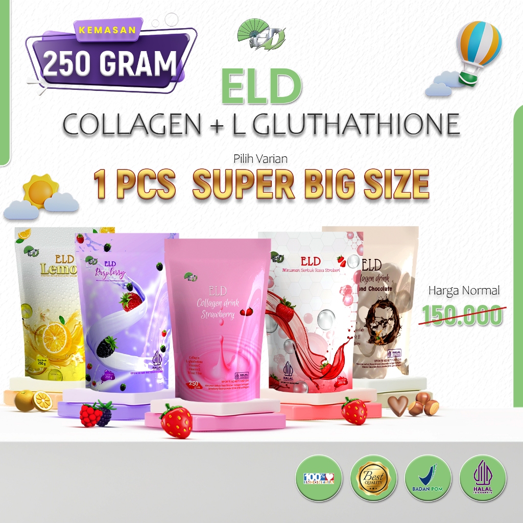 Jual FREE BOTOL‼️ELD COLLAGEN 250 gr || LGLUTHATIONE || MEMUTIHKAN ...