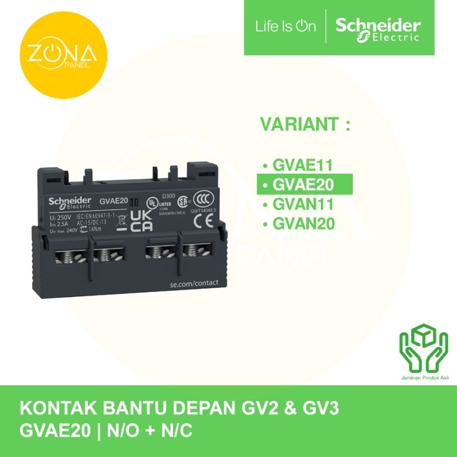 Jual AUXILIARY CONTACT KONTAK BANTU SCHNEIDER 1 NO + 1 NC GV2 & GV3 ...