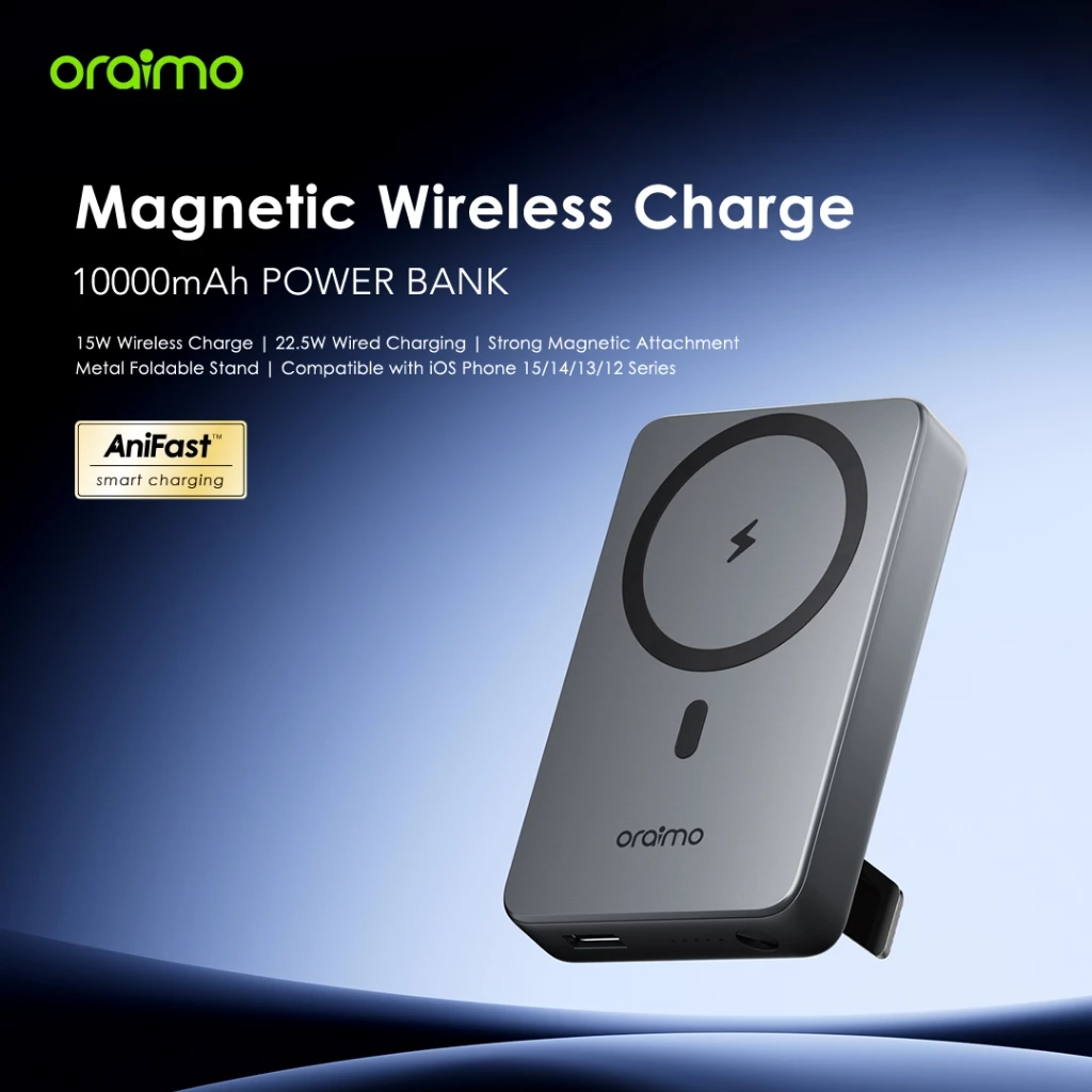 oraimo Powerbank Magsafe Wireless Charging OPB-7102W Kapasitas Nyata 10000 mAH Nirkabel 22.5W Fast Charging