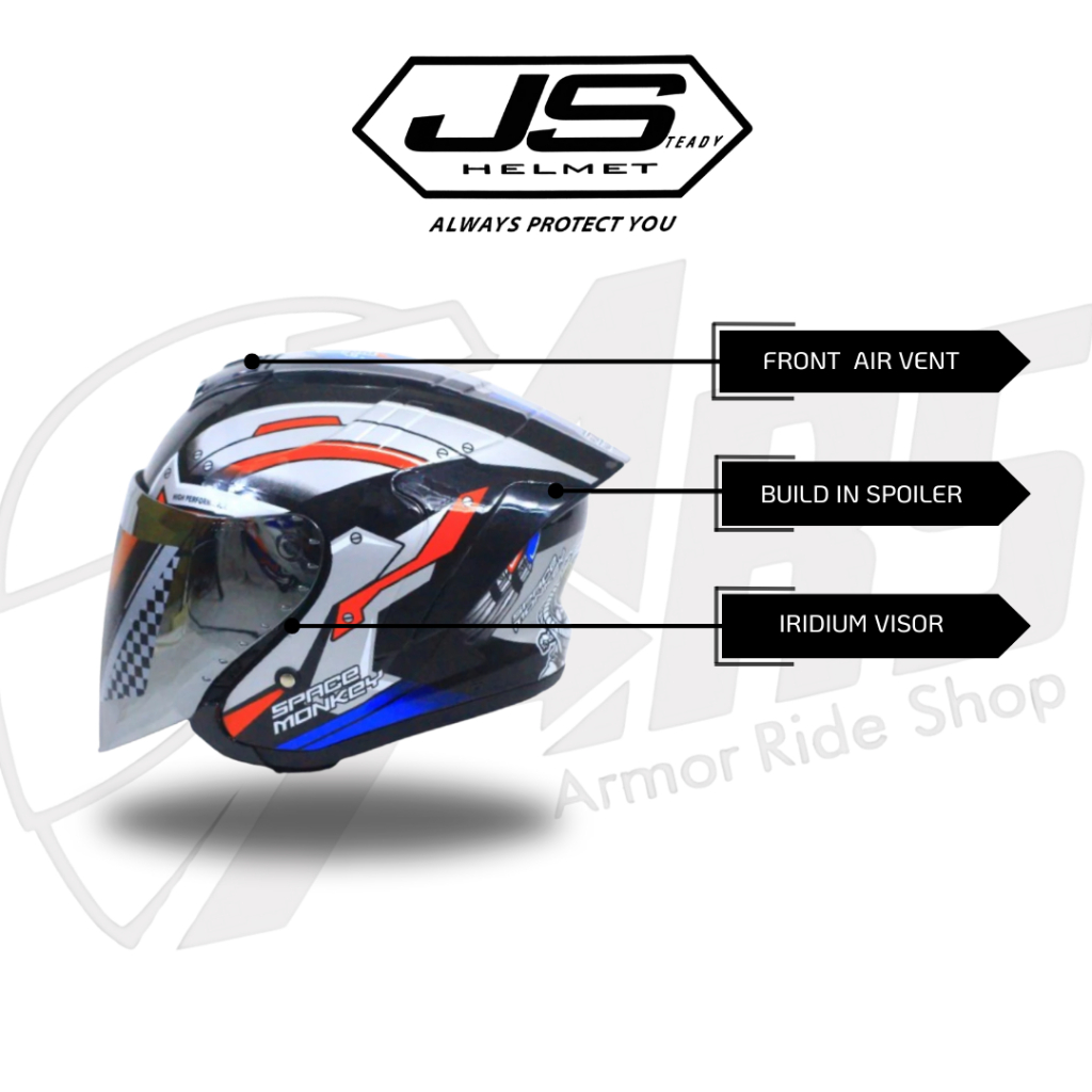 Jual Helm Js Armor Space Monkey - Helm Half Face SNI original paket ...