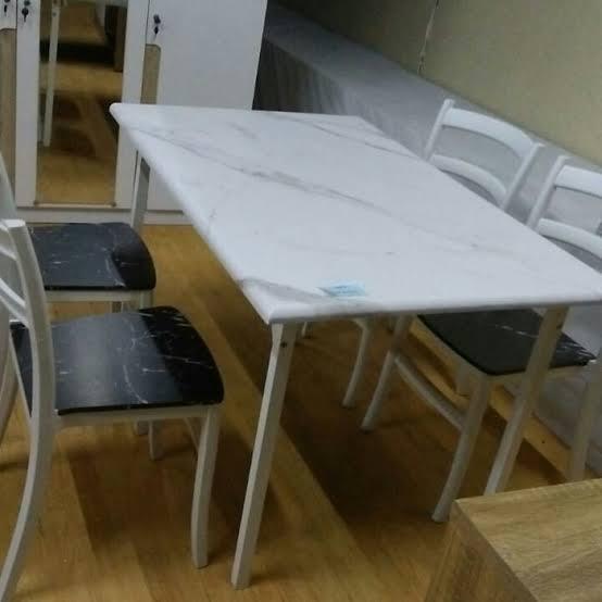 Jual Meja Makan 1 Satu set Dining Table Marble 4Pcs DTM Marble | Shopee ...