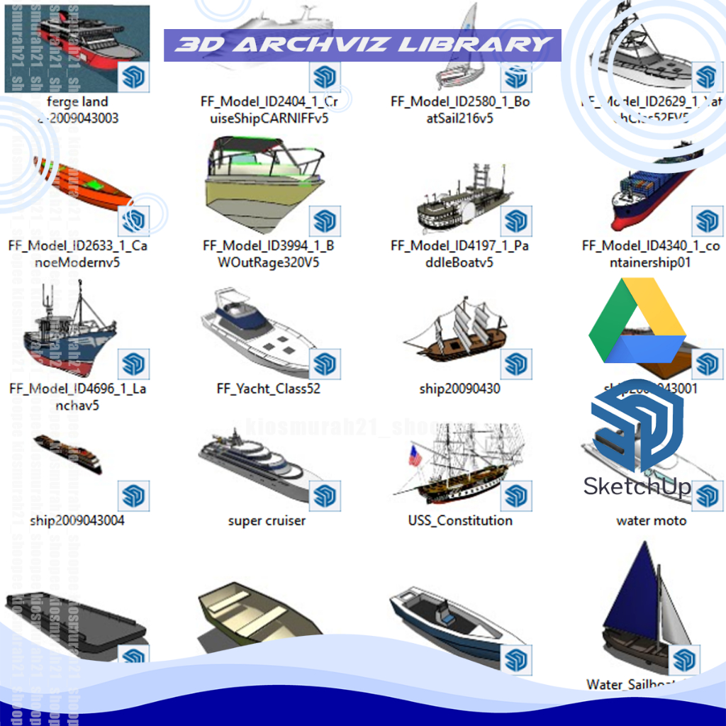 Jual 25 Ships Sketchup Model Asset Library | Shopee Indonesia