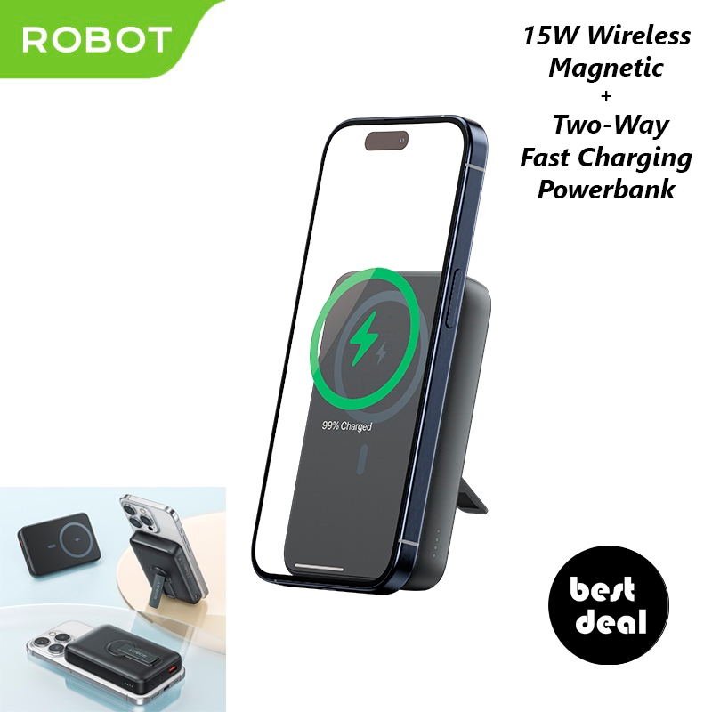 Jual Robot RT15 10000mAh Wireless Magnetic Fast Charging Powerbank ...