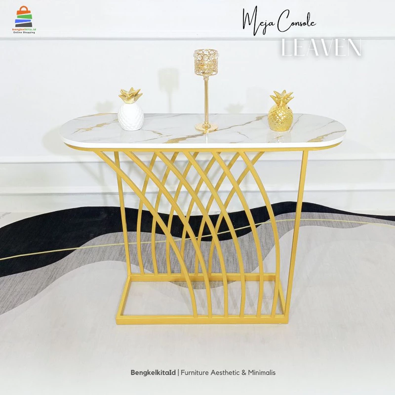 Meja Console Minimalis Leaven | Meja Ruang Tamu Minimalis | Meja Ruang Tengah | Console Aesthetic