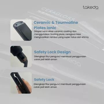 TakedaPro Catokan Smoothing Rambut TKD 8228 25mm Hair Straightener Nano Ceramic