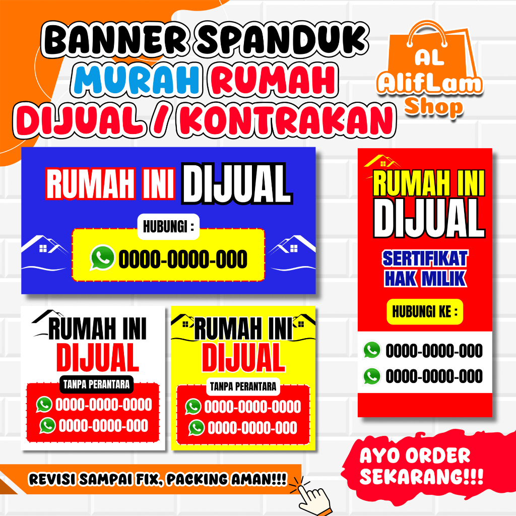 Jual CETAK BANNER SPANDUK RUMAH DIJUAL MURAH | VERSI AS_62 | BISA ...