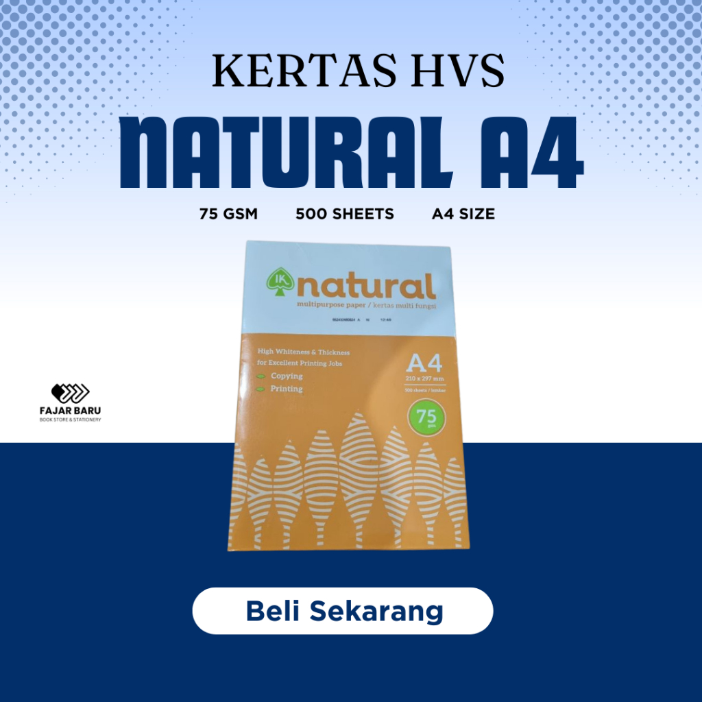Jual [ RIM ] KERTAS HVS NATURAL A4 75GSM | Shopee Indonesia