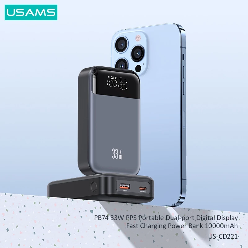 USAMS PB74 Powerbank Fast Charging PPS 33W 10000mAh Digital Display CD221