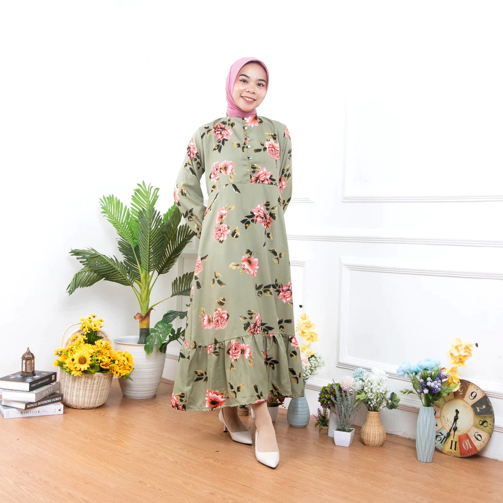 NAJWA Dress Zalica Shakila Fishtail Maxi tampilan depan