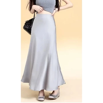 Rok Satin Reine 90CM Satin Long Skirt Rok Satin Panjang S Sampai 2XL