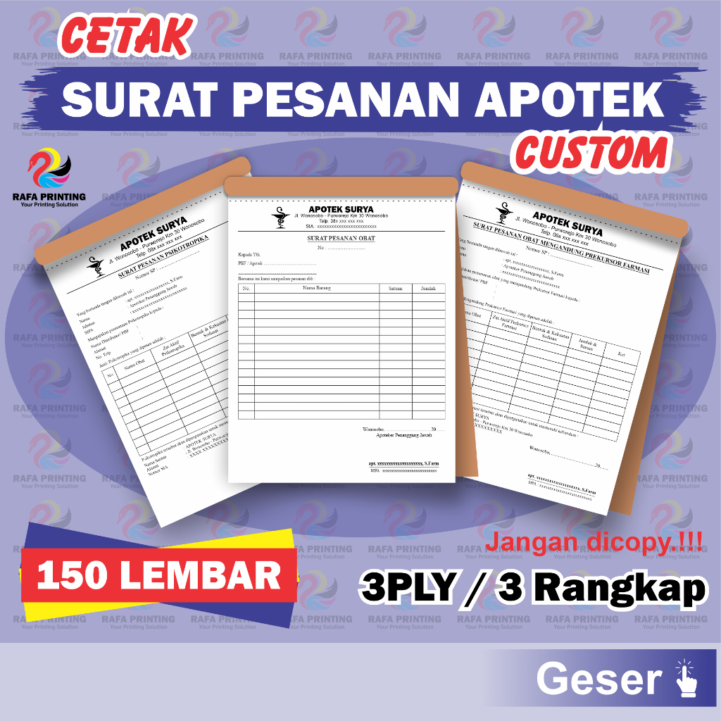 Jual Cetak SP Apotek Custom ukuran 1/2 folio - 3 PLY / 3 RANGKAP - Free ...