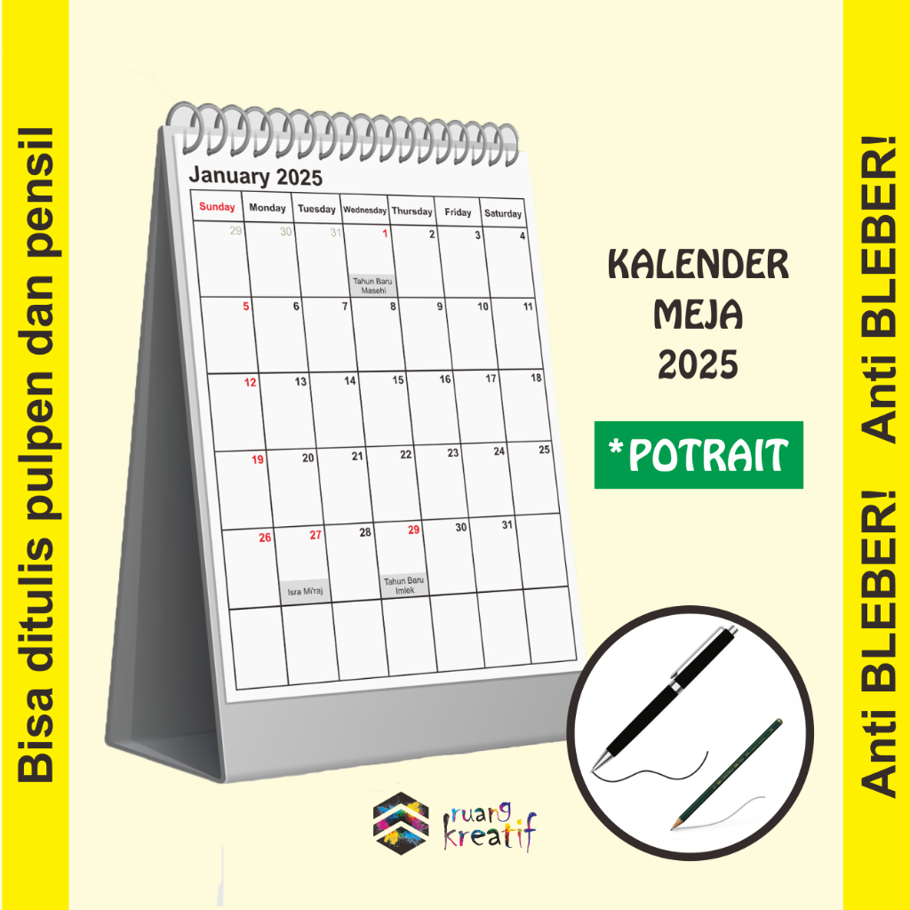 Jual [ Ruang Kreatif ] Kalender Meja 2025 - Bisa Ditulis Pulpen ...