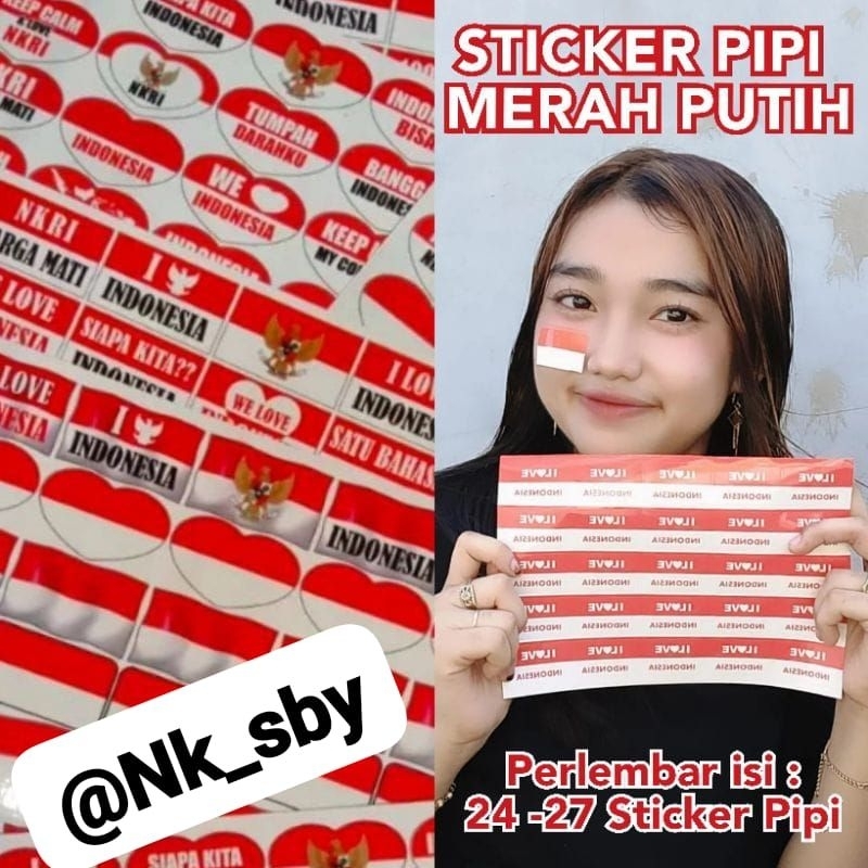 Jual STICKER MERAH PUTIH LEMBARAN ( NO CUTING ) | Shopee Indonesia