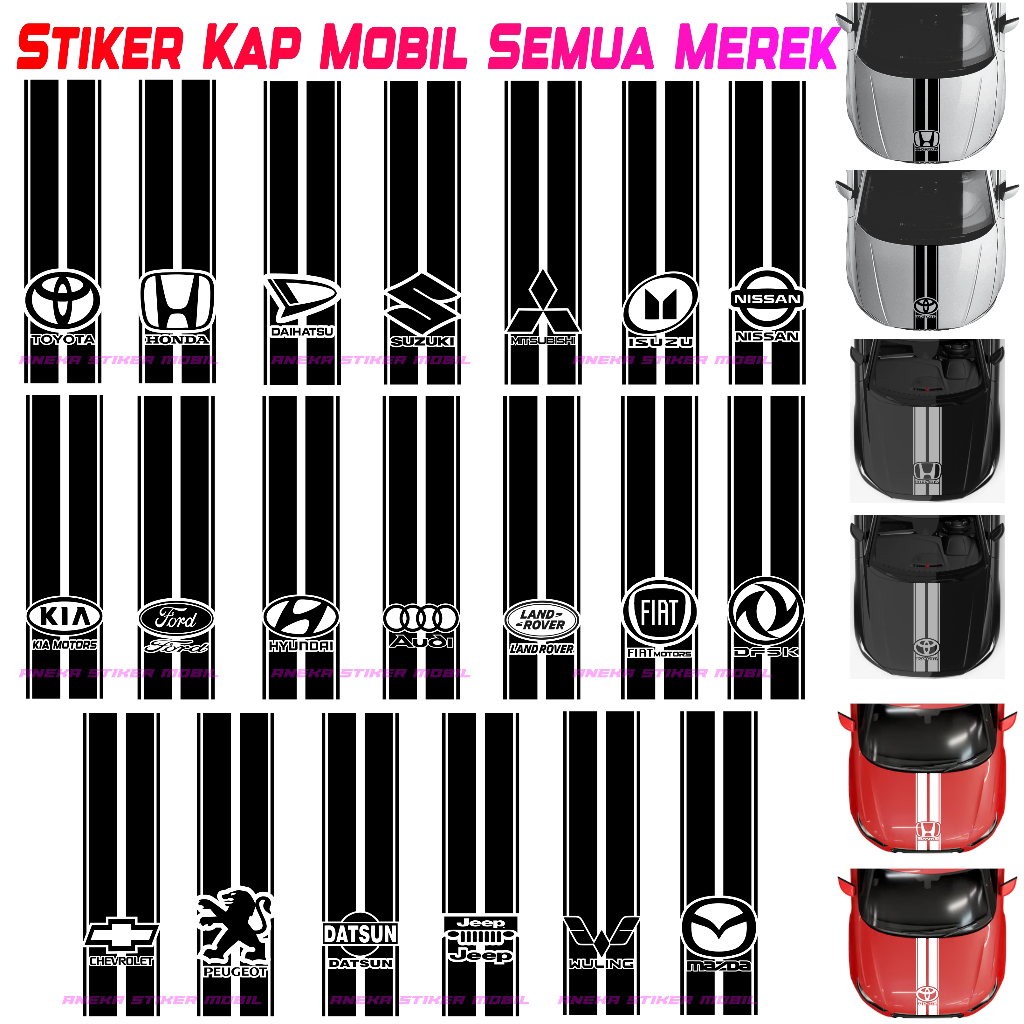Jual Stiker Kap Mobil Model Garis Bisa Untuk Semua Jenis Mobil | Shopee ...