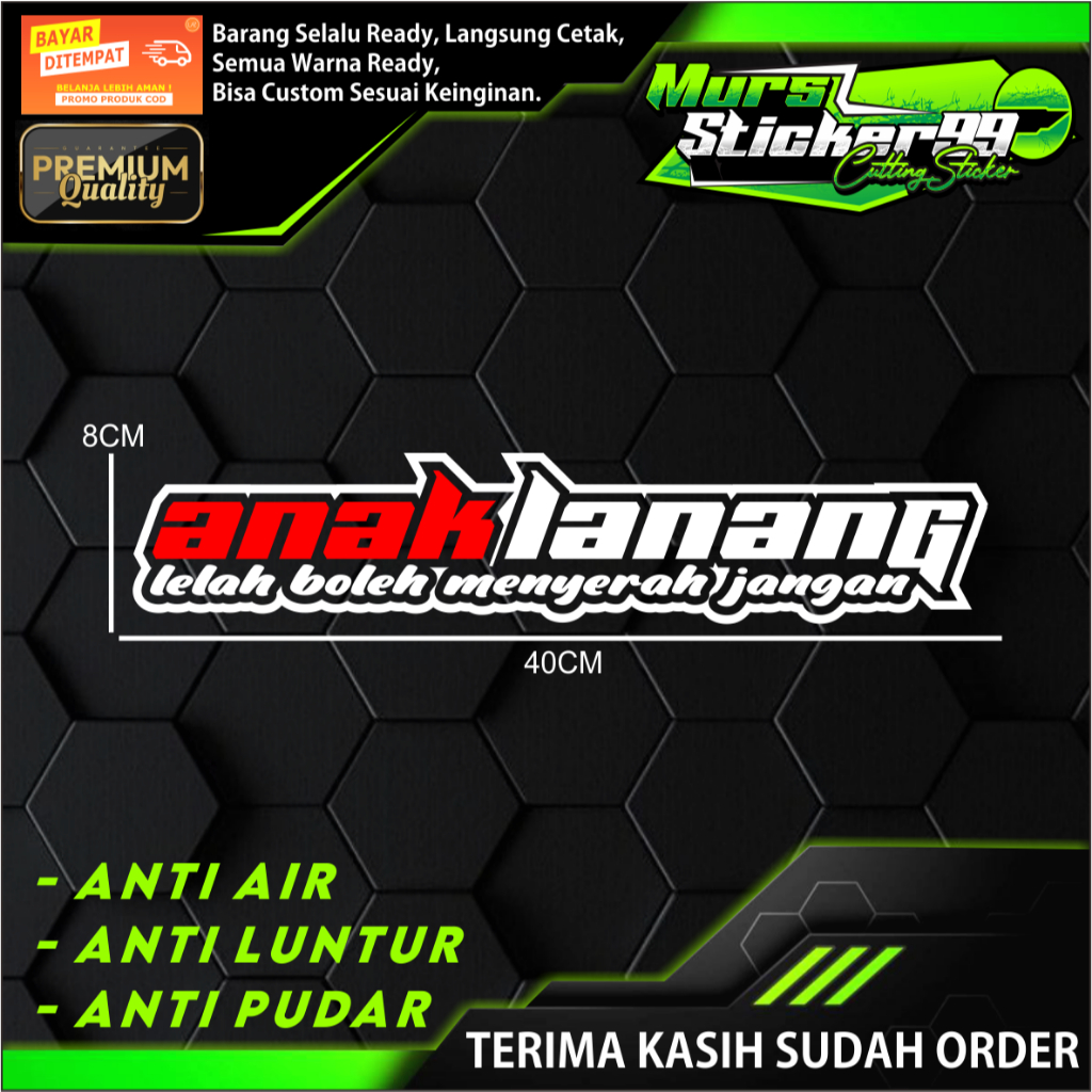 Jual Sticker Cutting ANAK LANANG 2 WARNA Cocok Untuk Motor Dan Mobil ...