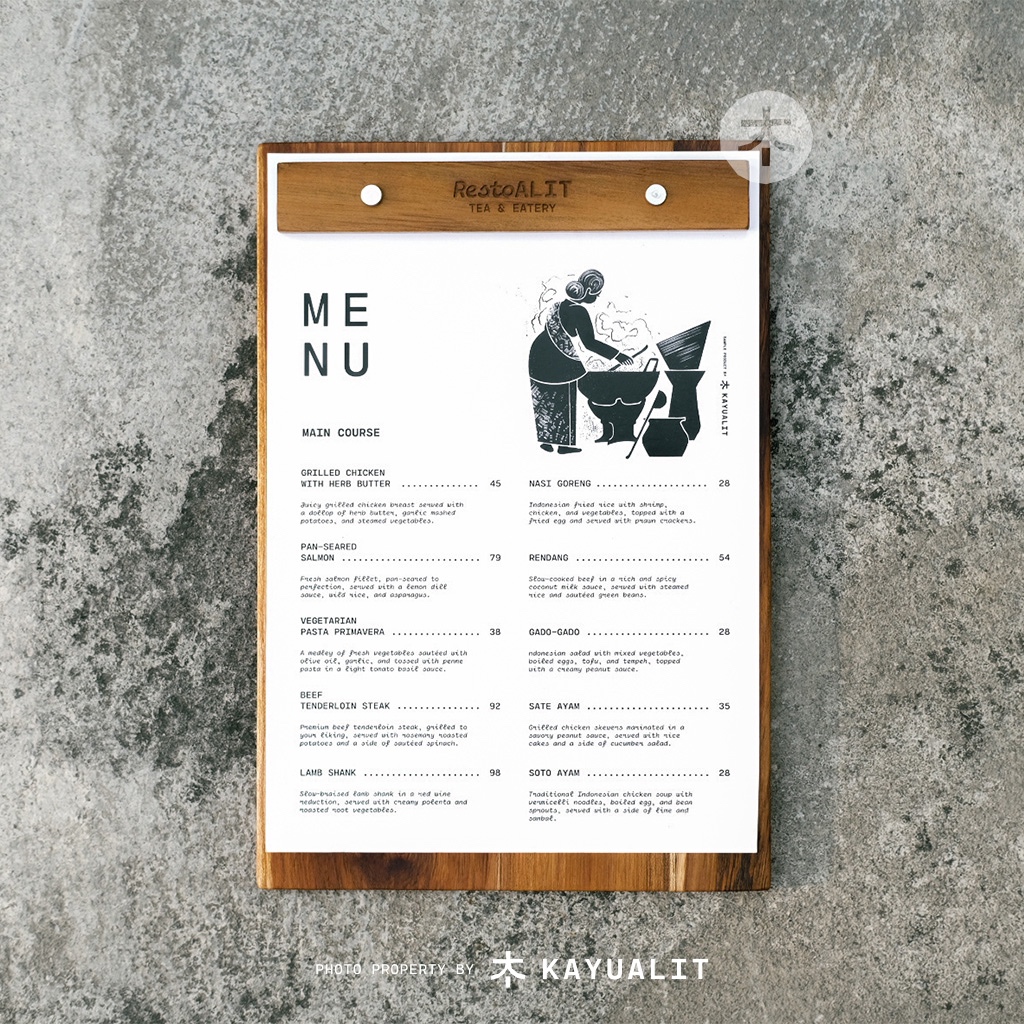 Jual Cover buku menu kayu jati perhutani / Menu Board / Wooden Book ...