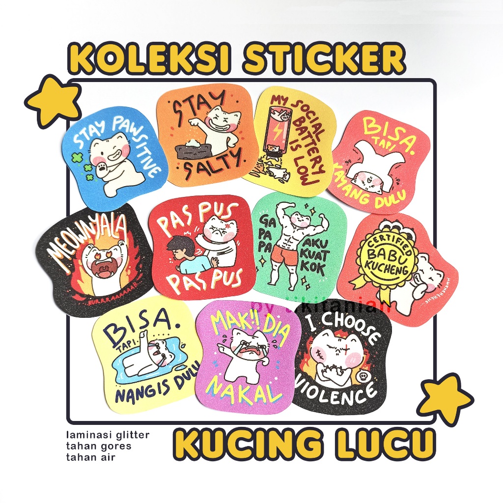 Jual Stiker Vynil Kucing Lucu Waterproof | Shopee Indonesia