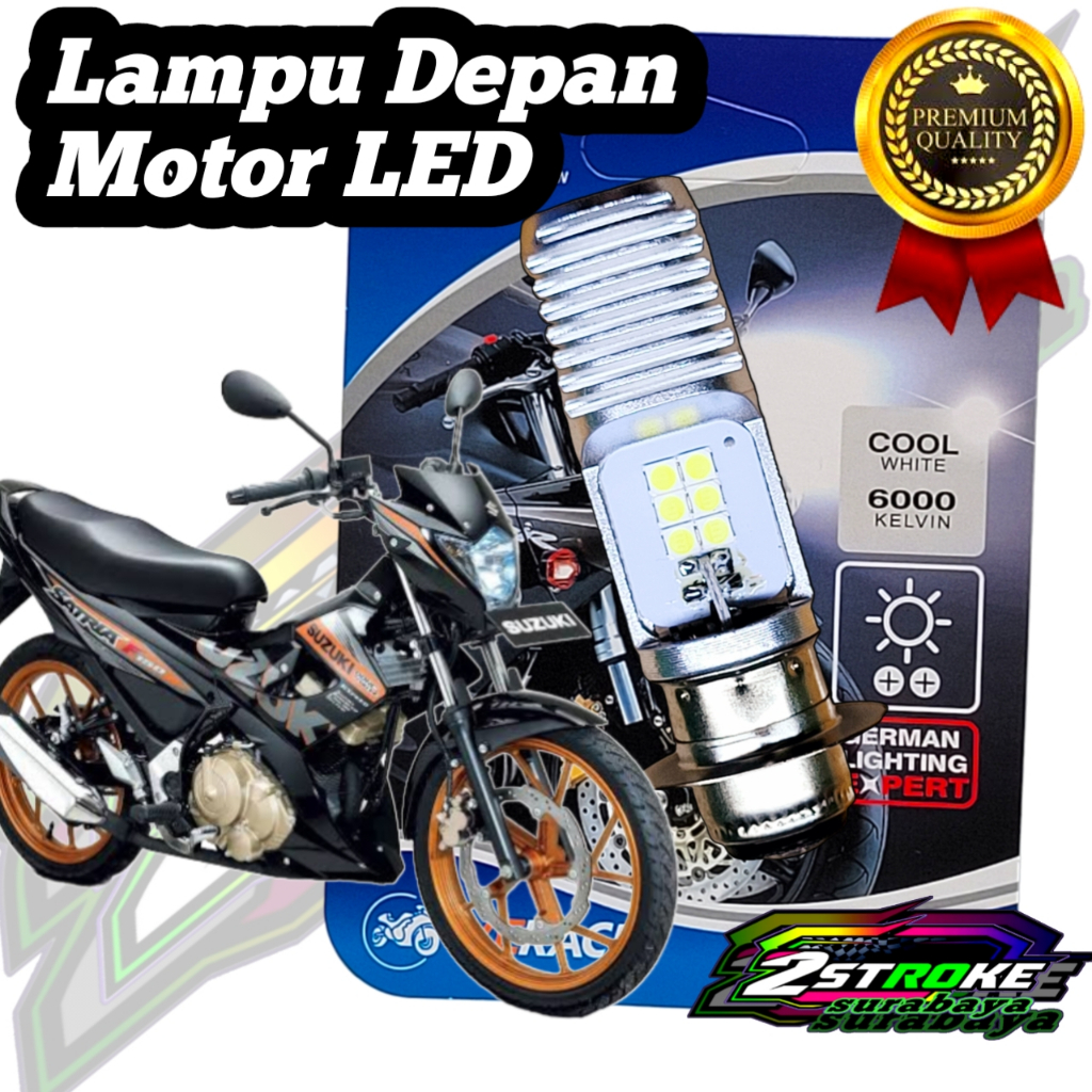 Jual Lampu Depan Motor Satria Fu 150 LED Putih H6 Ac/Dc 12Volt M2b Pro ...