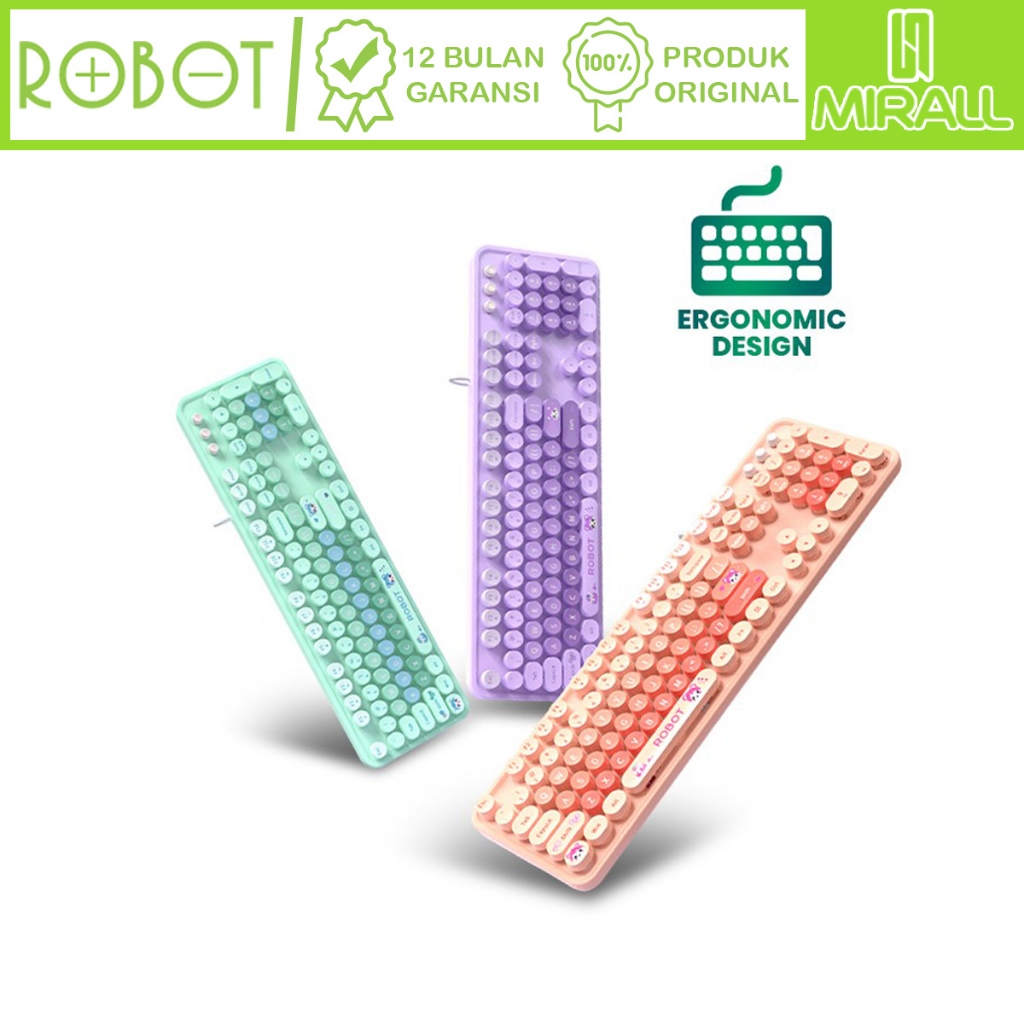 Jual ROBOT RK30 Wired Keyboard Pastel Color Berkabel Portable Office ...