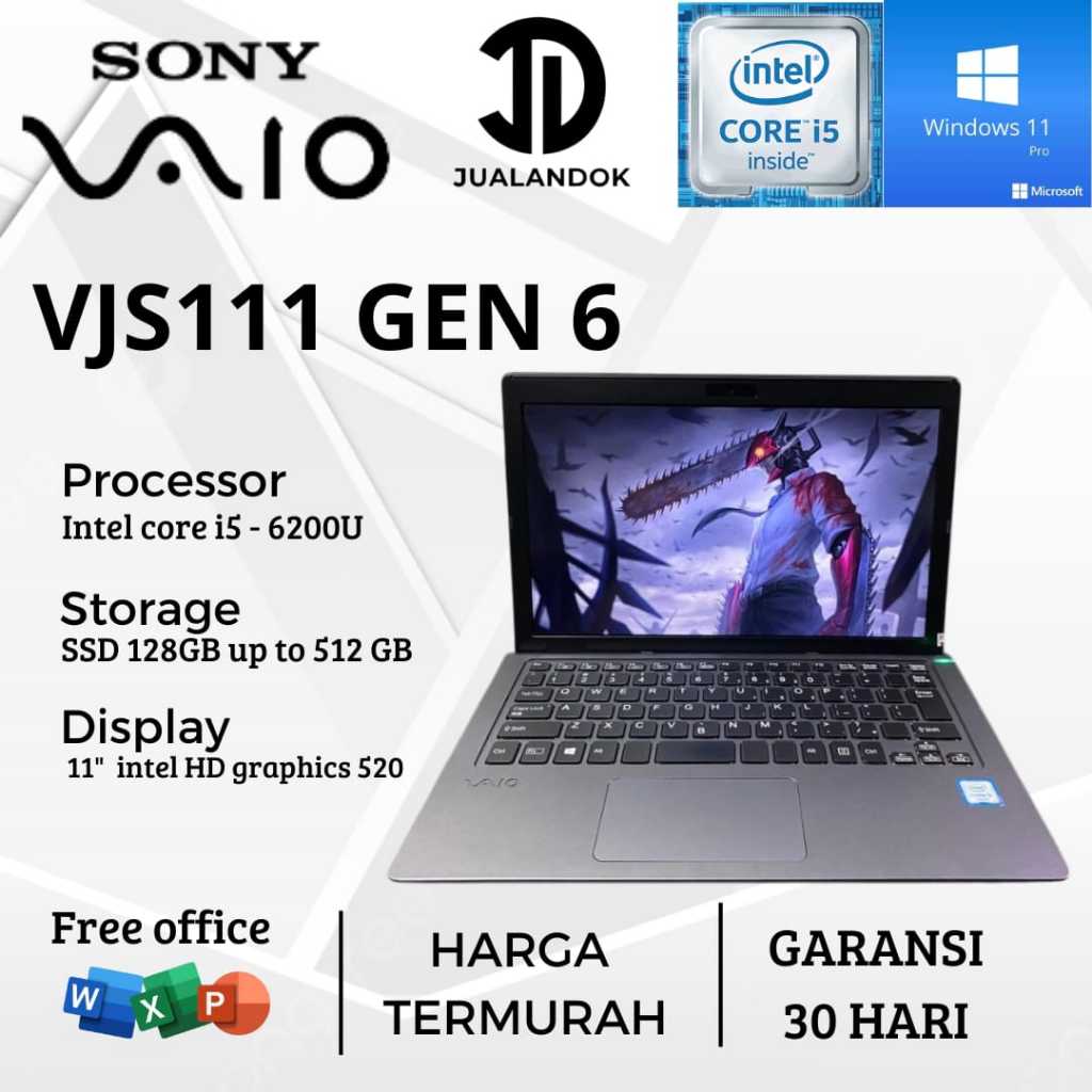 Jual Laptop Sony Vaio VJS111 Core i5 Gen 6 - RAM 4GB - SSD 512GB