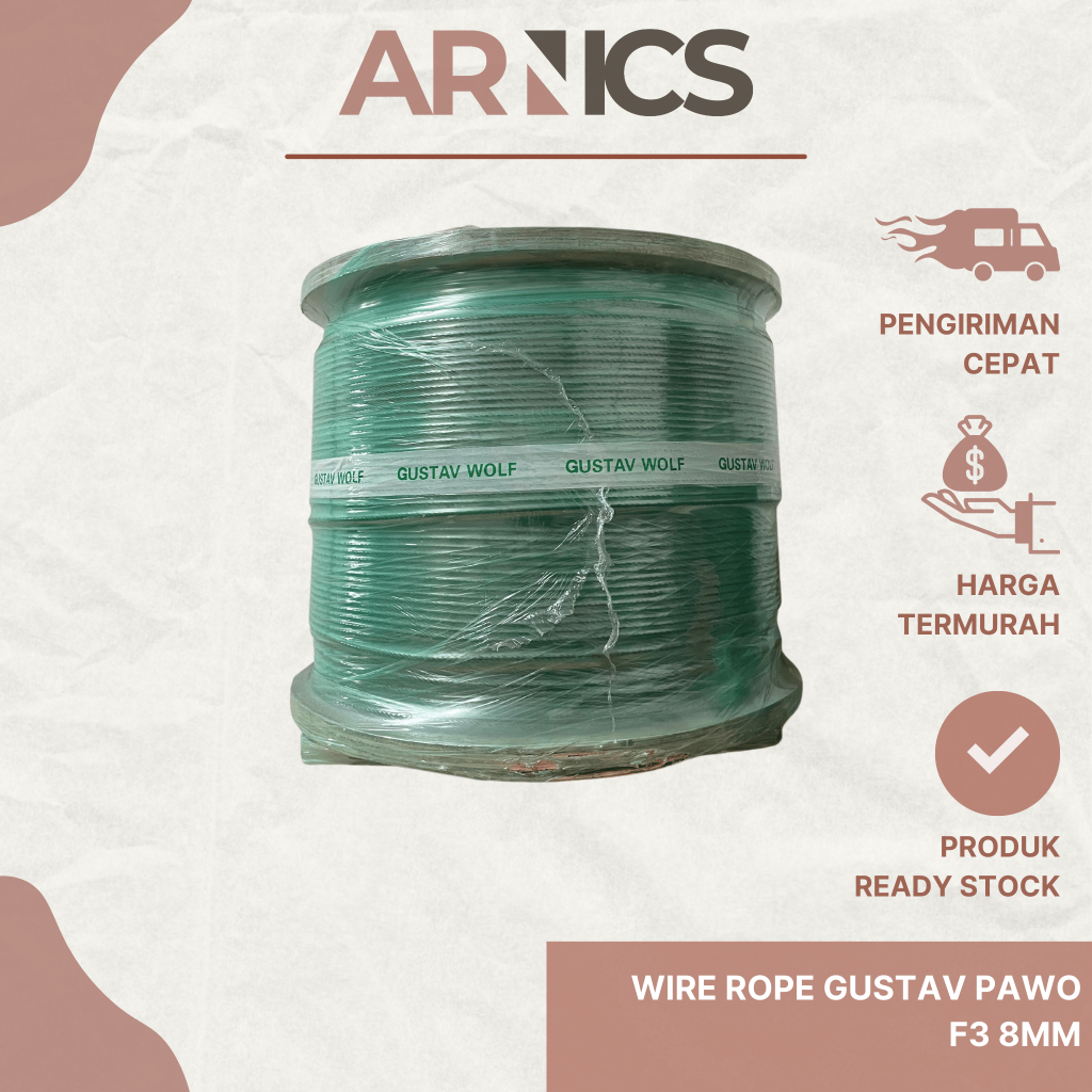 Jual Wire Rope Gustav Pawo F3 8mm / Seling lift sling elevator ...