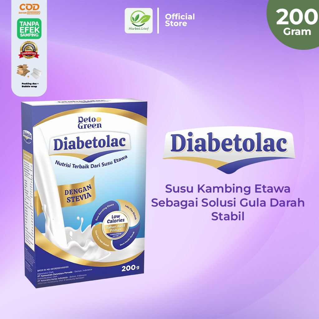 DIABETOLAC Susu Kambing Etawa Murni Tinggi Serat untuk Gula Darah Stabil 200 Gram
