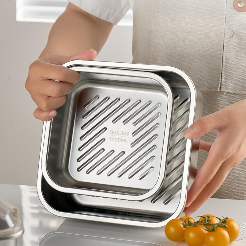 Jual Kotak Makanan Storage Food Box Container Daging Sayur Stainless ...