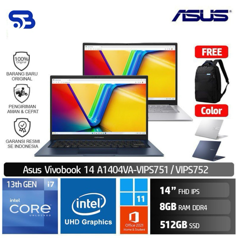 Jual Asus Vivobook 14 A1404VA-VIPS751 VIPS752/Core i7-1355U/8GB/512GB ...