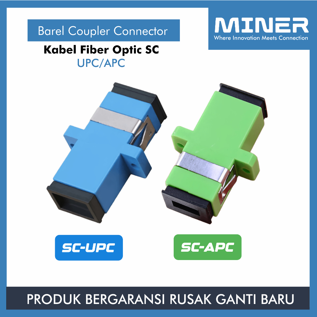 Jual MINER Adapter Barel Coupler Konektor Kabel Fiber Optic SC UPC/APC ...
