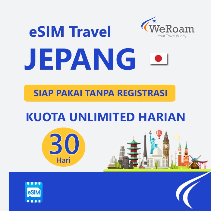 Jual eSIM Travel WeRoam Jepang 30 Hari Unlimited Daily Internet