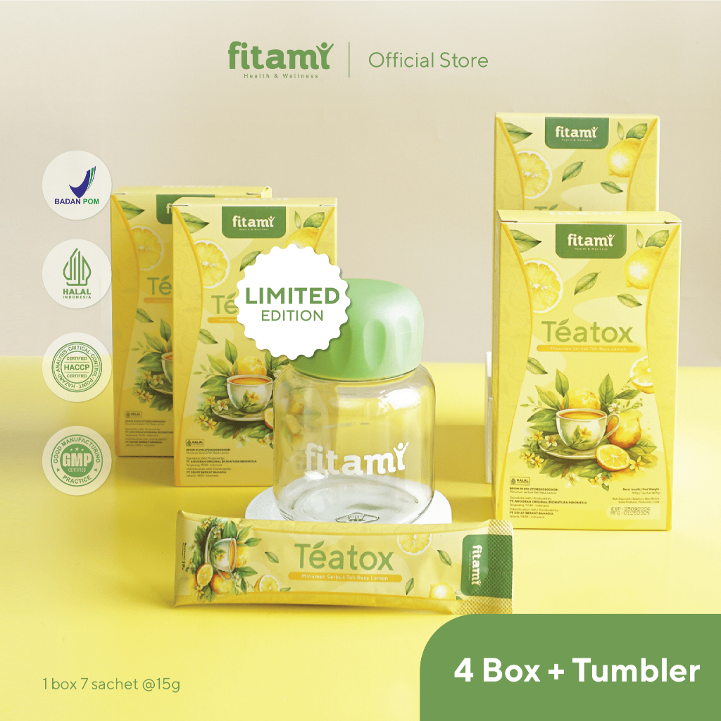 Jual Fitami Teatox Lemon Tea Detox Fiber Drink - 4 Box Bundle + 1 ...