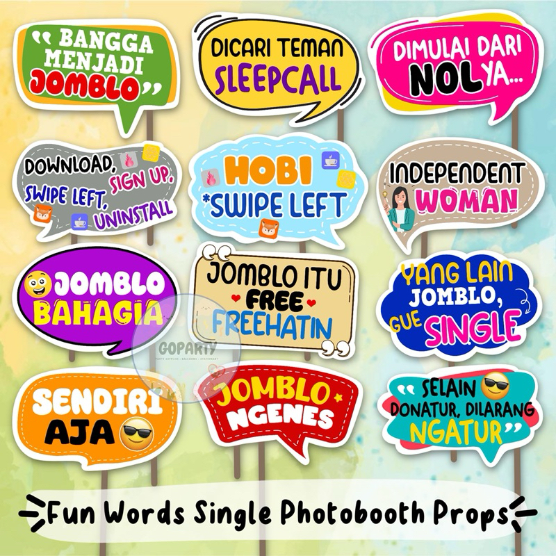 Jual FUN WORDS PACARAN JOMBLO PHOTOBOOTH PROPS COUPLE SINGLE TONGKAT ...