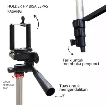 Tripod 3888 Bluetooth Tripod HP Dan Kamera Universal Free Holder U Dan Tas Tripod Dudukan