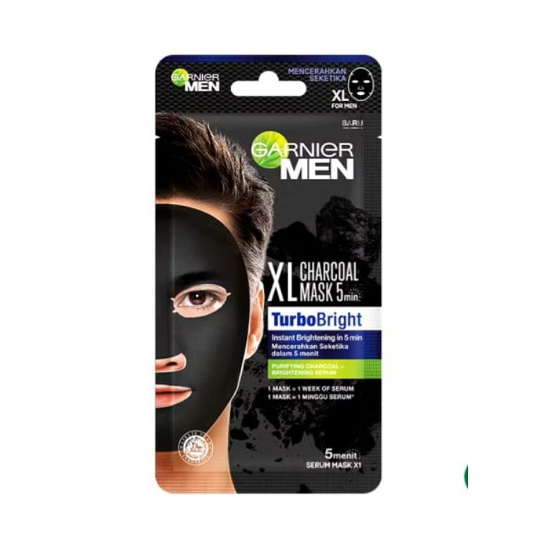 Jual RO | Garnier Men Turbo Bright Charcoal Tissue Mask 1 pcs | Shopee ...