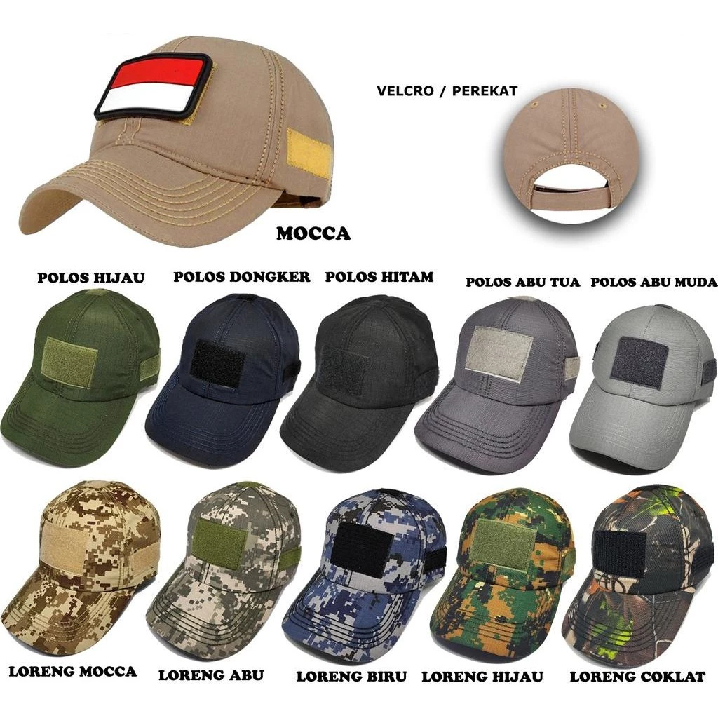 Jual TOPI TACTICAL VELCRO PEREKAT RIPSTOP OUTDOOR LAPANGAN TOPI MILITER ...