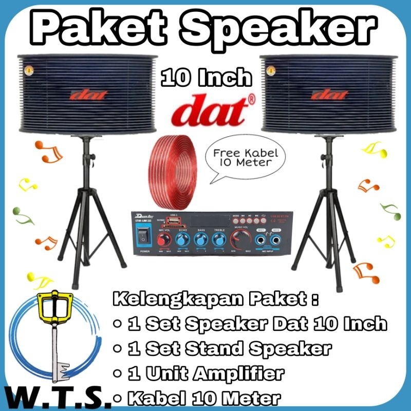 Jual Paket Speaker Dat 10 inch + Amplifier + Stand Tripod Speaker ...