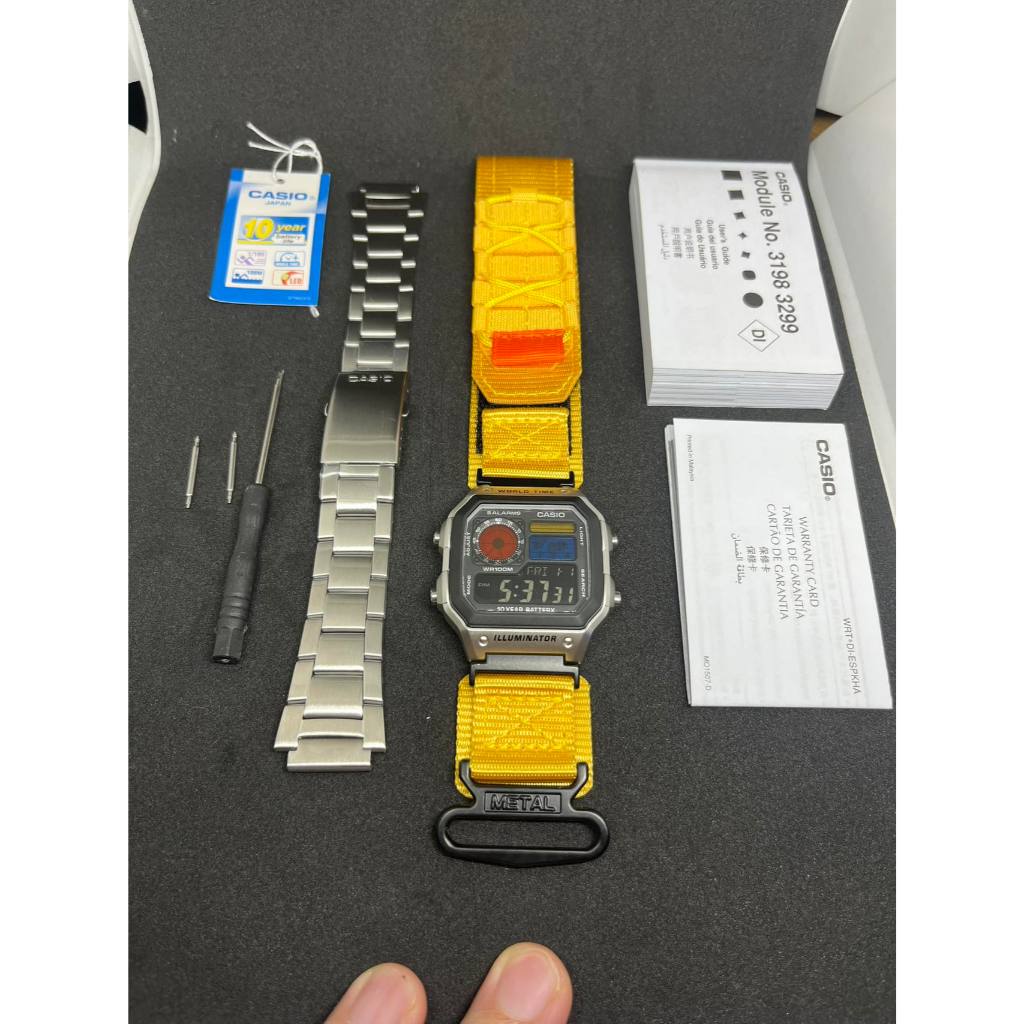 Jual Modified jam tangan pria Casio AE-1200, colorful polarised LCD ...