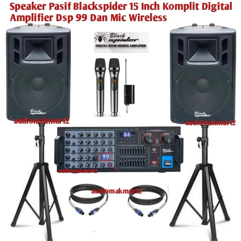 Jual Paket Sound System Blackspider 15 Inch Komplit Amplifier Power ...