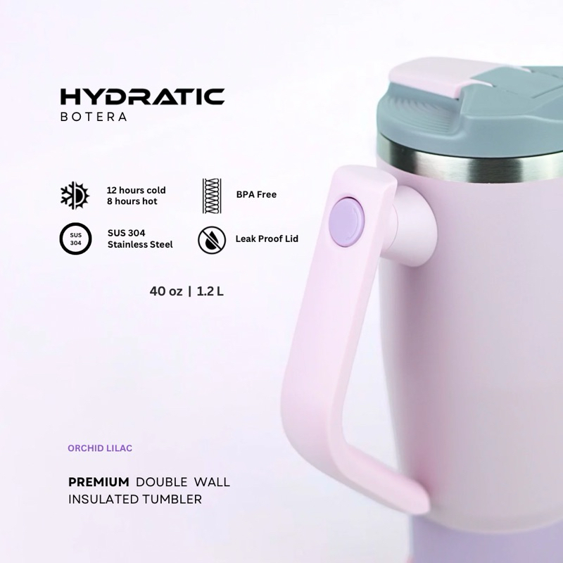Jual BOTOL MINUM TUMBLER HYDRATIC BOTERA PREMIUM 40oz / 1,2 L - ORCHID ...