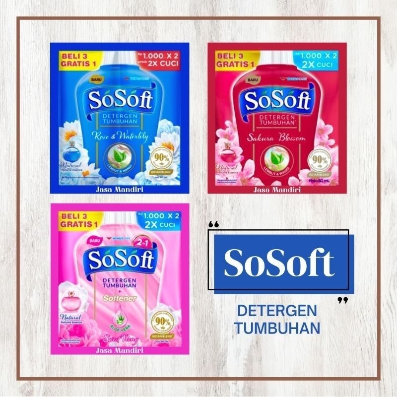 Jual SoSoft Deterjen Cair 1 Renceng isi 16 Sachet | Shopee Indonesia