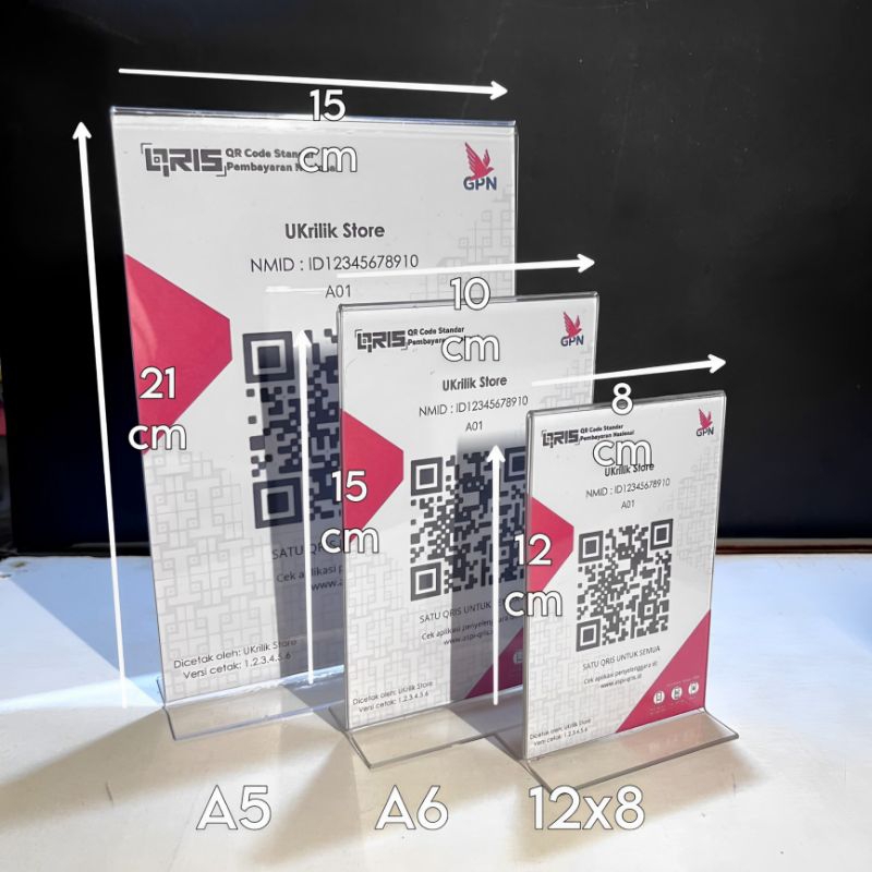 Jual Akrilik Tent Card Tempat Brosur Qris Menu A5,A6,12x8 POTRAIT T ...