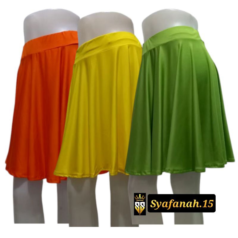 Jual Rok Senam Polos Jumbo Mini Flare Skirt Bahan Spandek Balon Panjang ...