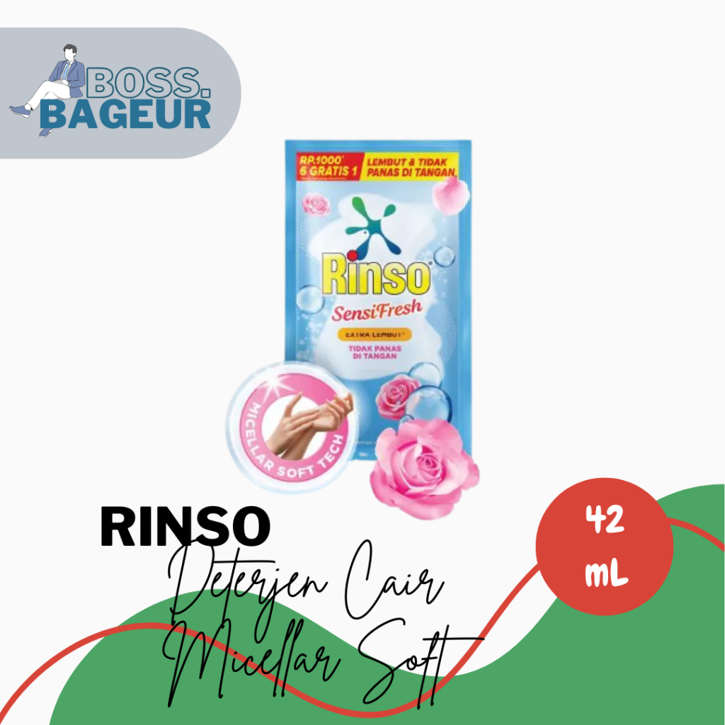 Jual [1 Renteng Isi 6 pcs] Rinso Deterjen Cair Micellar Soft 42 ml ...