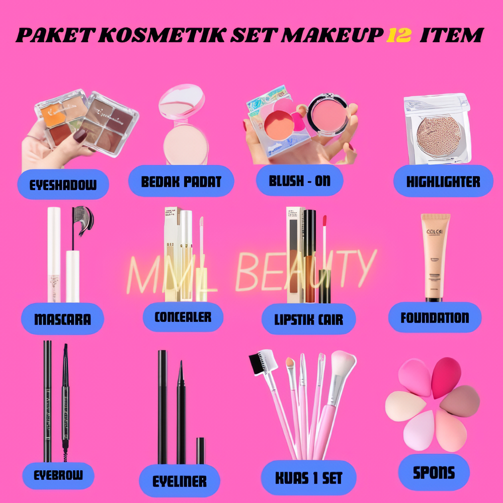 Jual KOSMETIK SET MAKEUP TOTAL 12 ITEM PAKET LENGKAP MAKEUP 12 ITEM