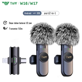 TNW W16 W17 2 In 1 Wireless Microphone Clip On Mic Portable Microphone Mikrofon Lavalier HP