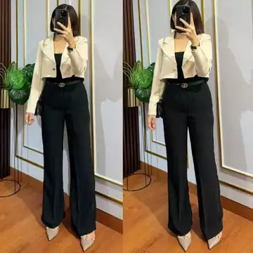 Celana Kulot Highwaist Pants Wanita Premium Bahan Tebal Hw Pants