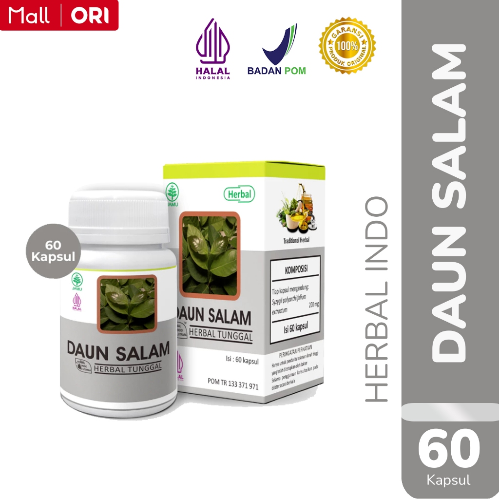 HIU Daun Salam Kapsul Herbal BPOM | Terapi Kolestrol dan Darah Tinggi Herbal Indo Utama