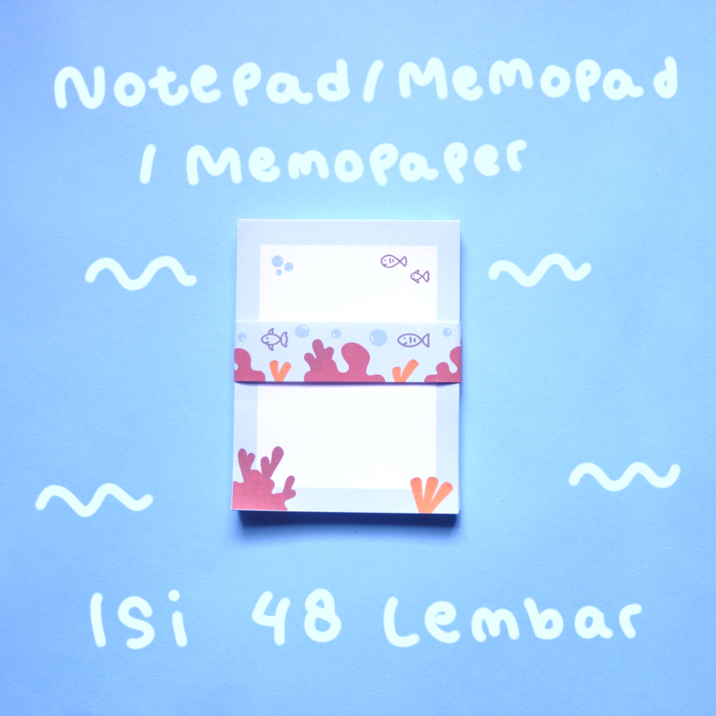 Jual (48 Lembar) Notepad/Memopad/Memo Paper Estetik Desain Lucu (Laut ...