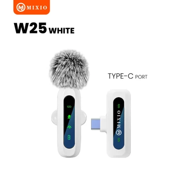MIXIO W25 W26 Wireless Microphone Mic Wireless Clip On Microphone Mikrofon Lavalier HP Plug Play
